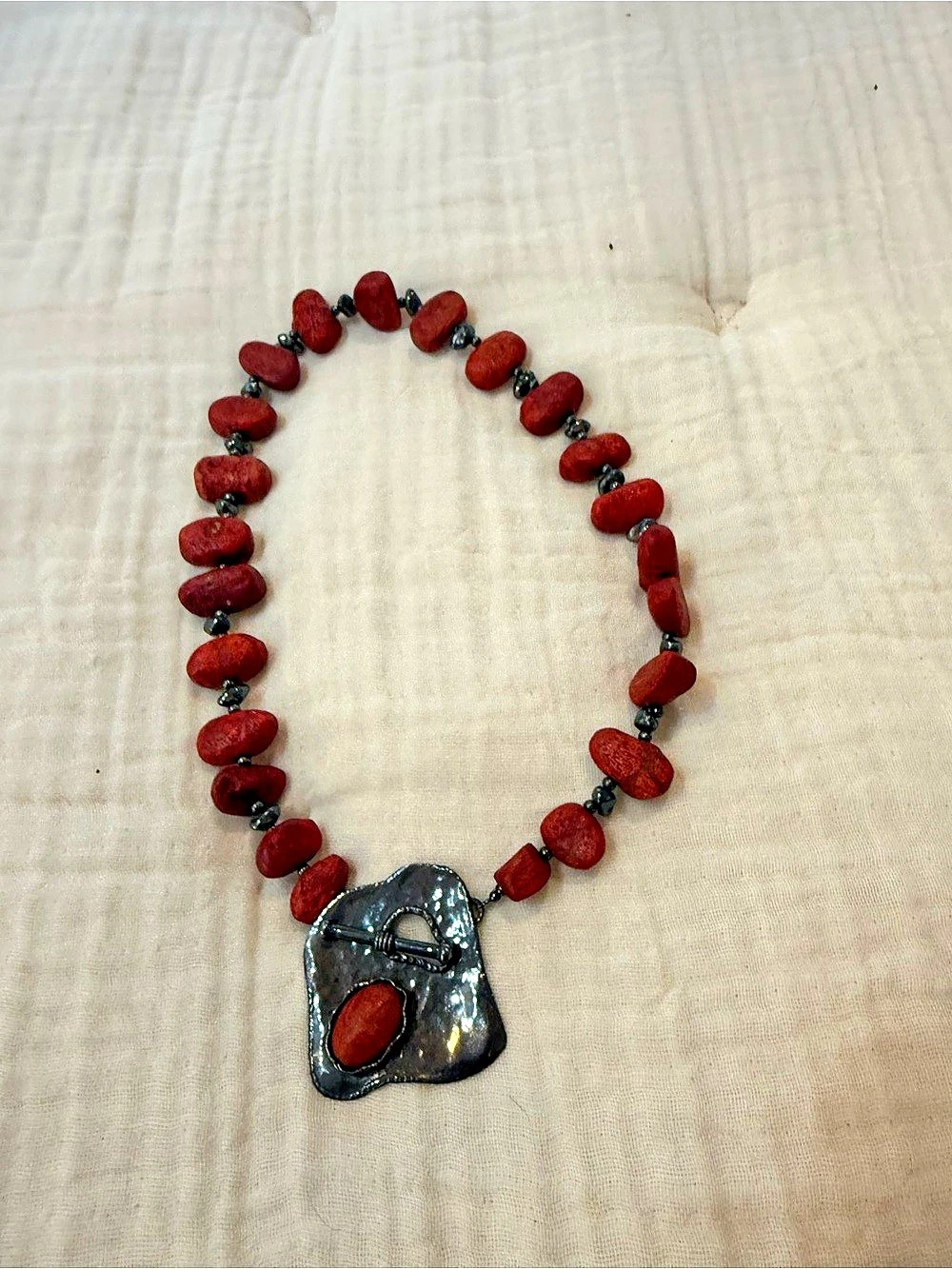 Silpada Red Sponge Coral Necklace. Sterling Silver Toggle Clasp. Silpada N0900